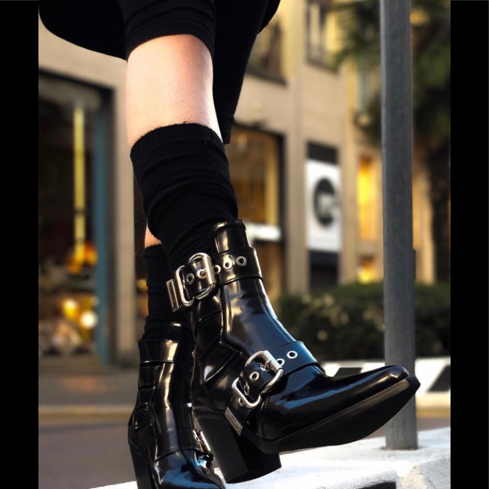 Jeffrey Campbell Black Leather Ankle Boot